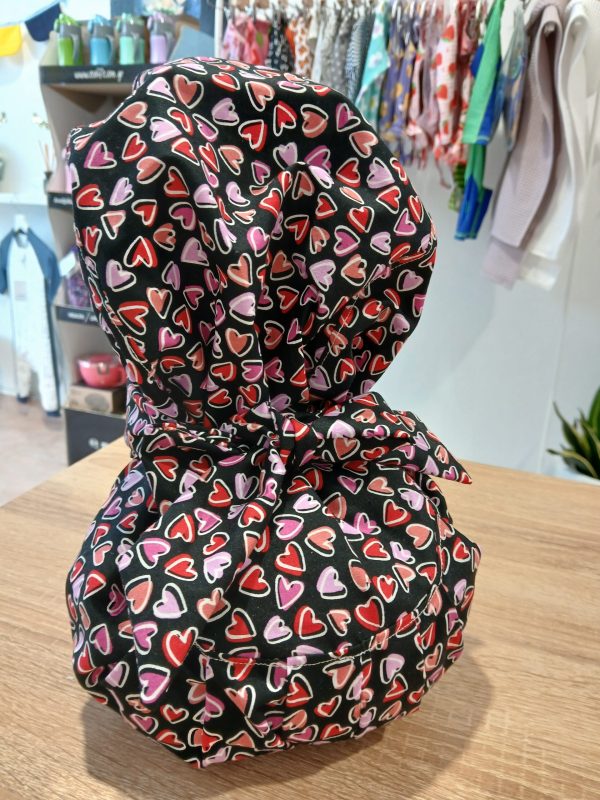 Χειροποίητο σκουφάκι χειρουργείου Triple Fit "Doodle Hearts"