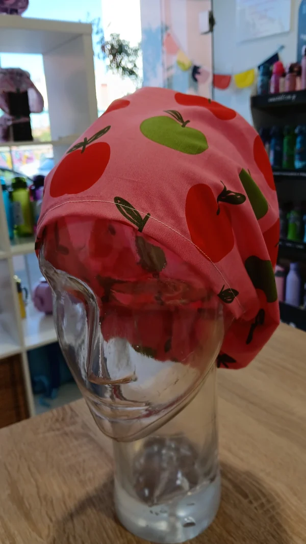 Χειροποίητο σκουφάκι χειρουργείου Euro Style ''Apples Pink'' - Image 3