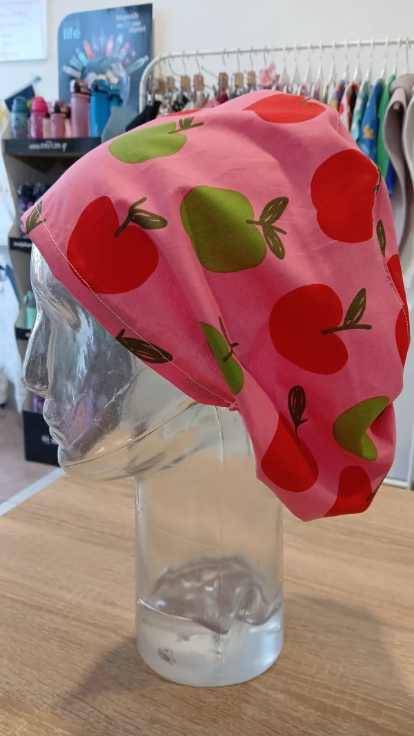 Χειροποίητο σκουφάκι χειρουργείου Euro Style ''Apples Pink''